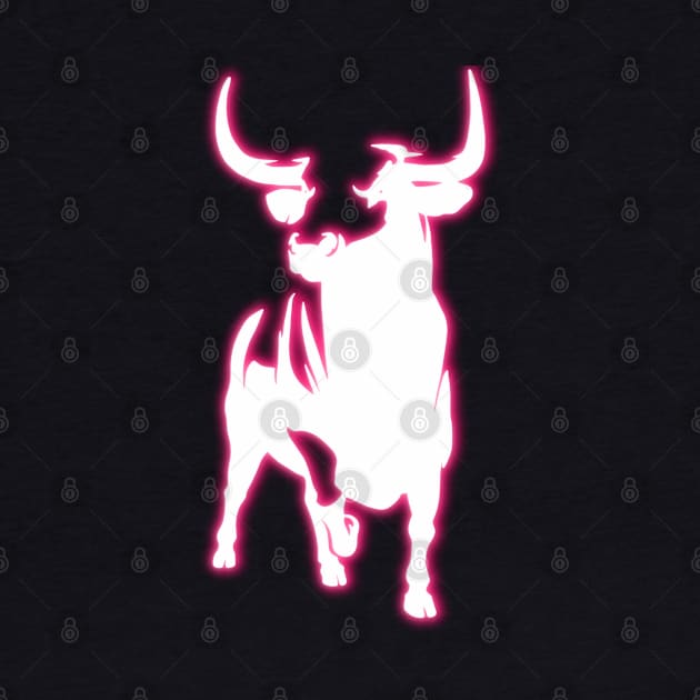 Pink Neon Sign Bull TORO by la chataigne qui vole ⭐⭐⭐⭐⭐